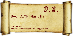 Dvorák Martin névjegykártya